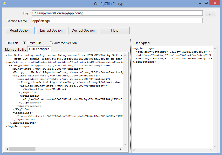 ConfigZilla.Encrypter Screenshot